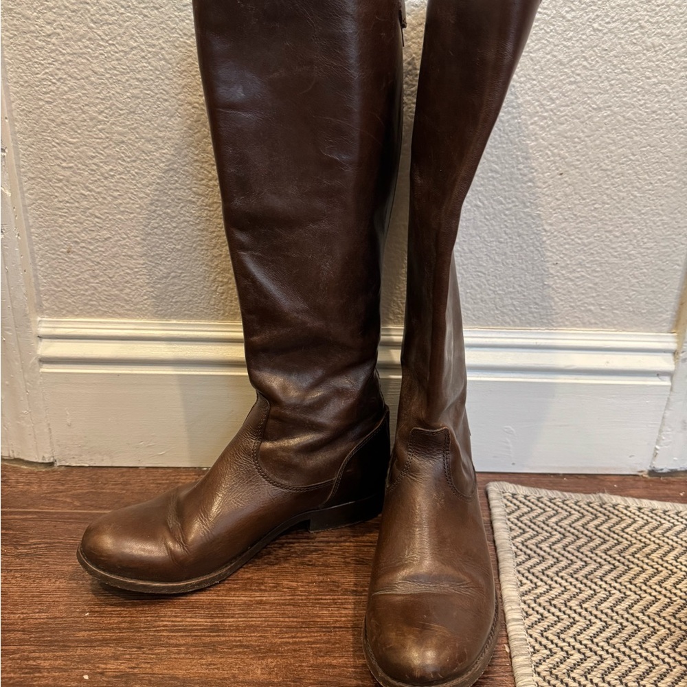 Frye Brown Melissa button back zip up boots